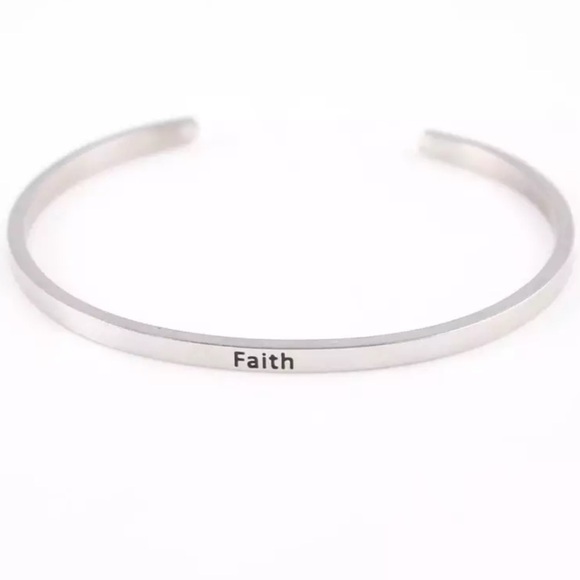 NAMASTE or Faith Stainless Steel Cuff. Price firm. - Picture 1 of 6